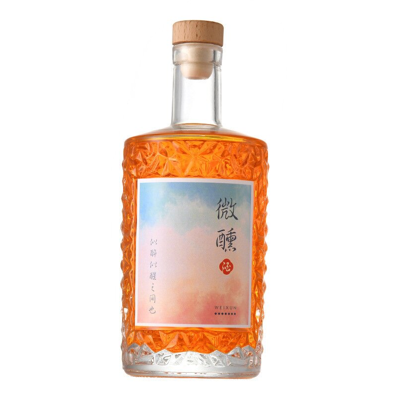 Glass Liquor Bottle with Wooden Cork Factory - OEM Custom Label 500ml Tequila Vodka