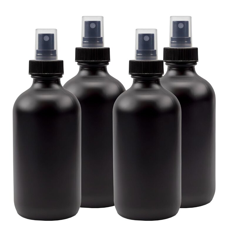 Matte Black Essential Oil Spray Bottle Factory - OEM 250ml 8oz Boston Round with Sprayer