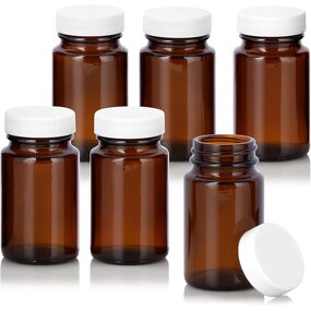 Amber Glass Wide Mouth Bottle Manufacturer - OEM 2.5oz 75ml Pharmaceutical Pill with White