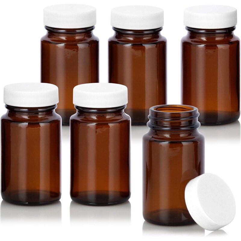 Amber Glass Wide Mouth Bottle Manufacturer - OEM 2.5oz 75ml Pharmaceutical Pill with White