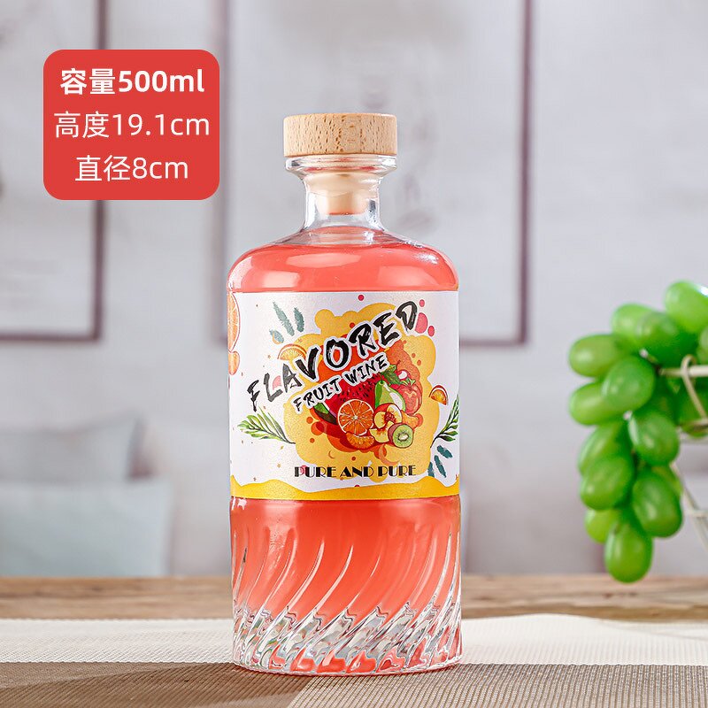 Fruit Wine Glass Bottle Factory - OEM Custom 500ml 16oz with Wooden Cork for Spirit