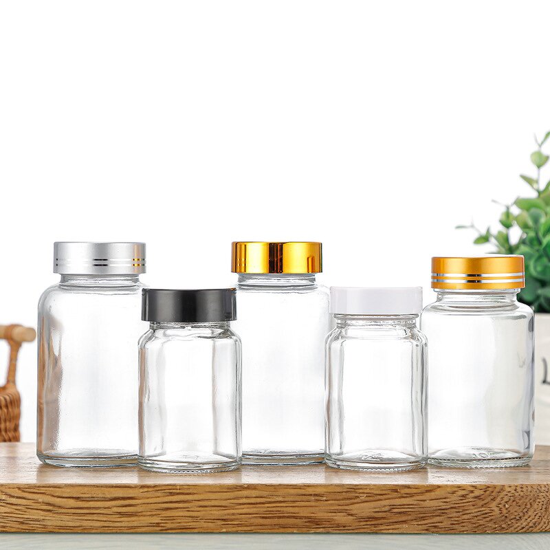Clear Glass Capsule Bottle Factory - OEM Custom Logo Wide Mouth 50-150ml Pill