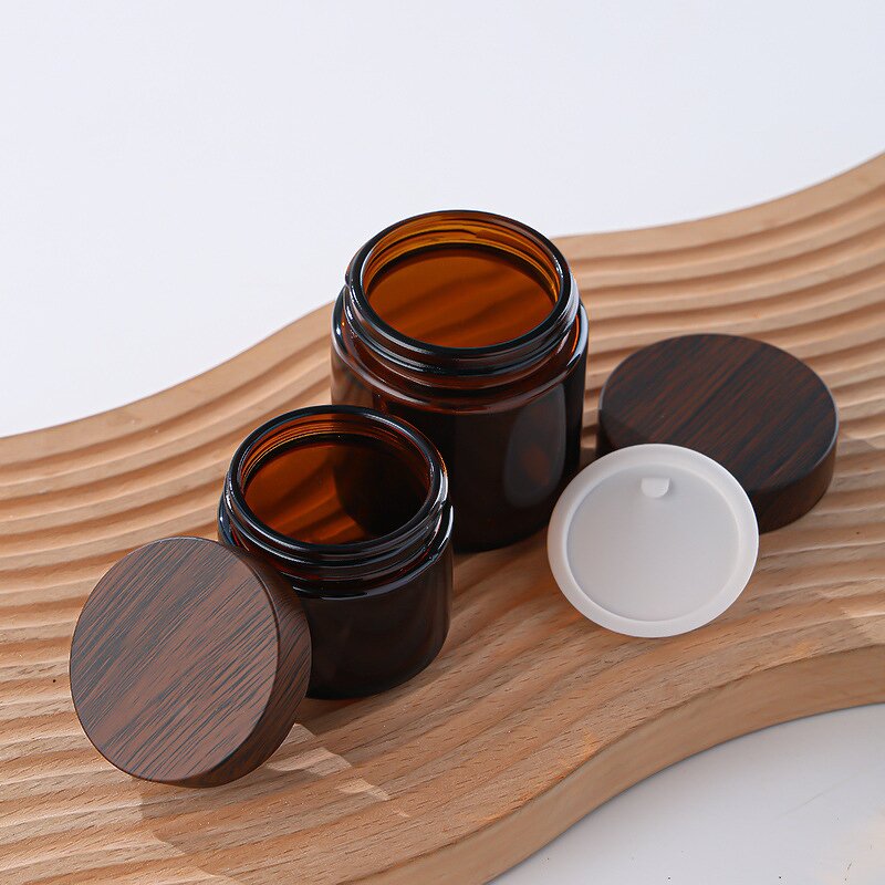 Empty Amber Glass Cosmetic Jars Factory - OEM 1-2oz 30-100g Cosmetics Face Cream Containers