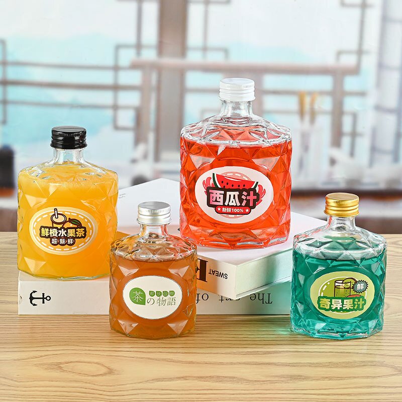 Clear Empty Glass Bottles Manufacturer - OEM Wholesale Mini 50ml Flat Shape with Caps