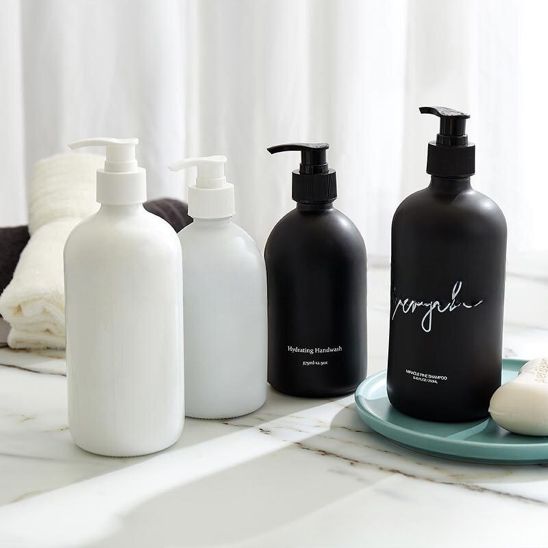 Amber Boston Bottle Manufacturer - OEM 8-32oz Round Brown Glass Shampoo Pump Bottle