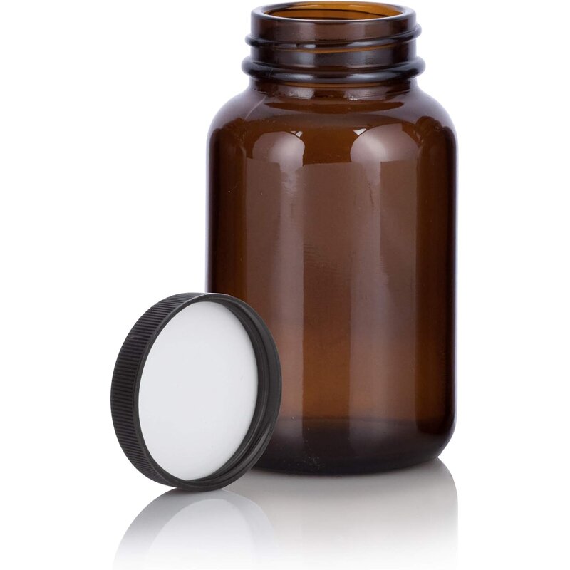 Amber Glass Wide Mouth Bottle Factory - OEM Custom Logo 5 oz with Black Ribbed Lid