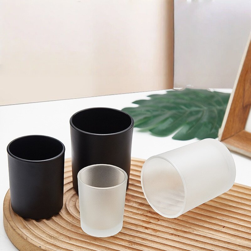 Luxury Black Frosted Glass Candle Jars Factory - OEM Custom Logo 7-14oz with Lids Holder