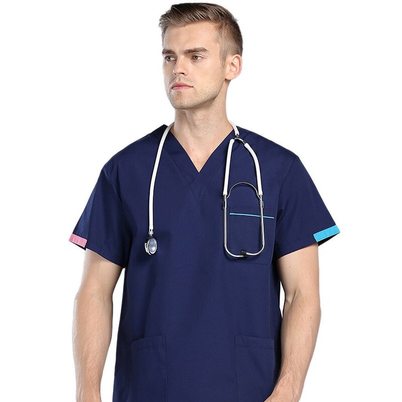 Men's Medical Scrubs Uniforms Factory - OEM Sets V-Neck Multi-Pockets for Hospital
