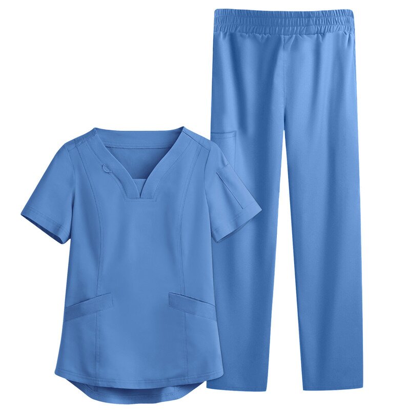 Unisex Medical Doctor Scrubs Uniforms Factory - OEM Set Short Sleeve V-Neck Top