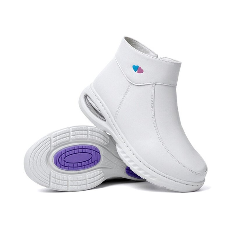 Hospital White Non-slip Shoes Manufacturer - OEM High-top Comfortable Nurse Microfiber