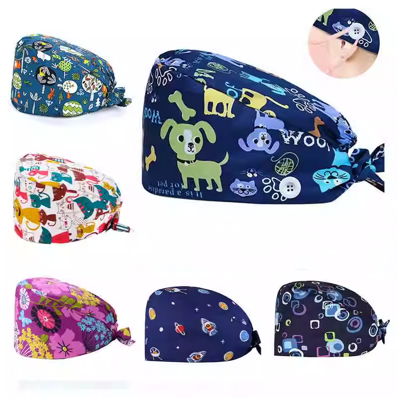 Cute Animal Print Scrub Caps Factory - OEM Cotton Women's for Doctors Comfortable