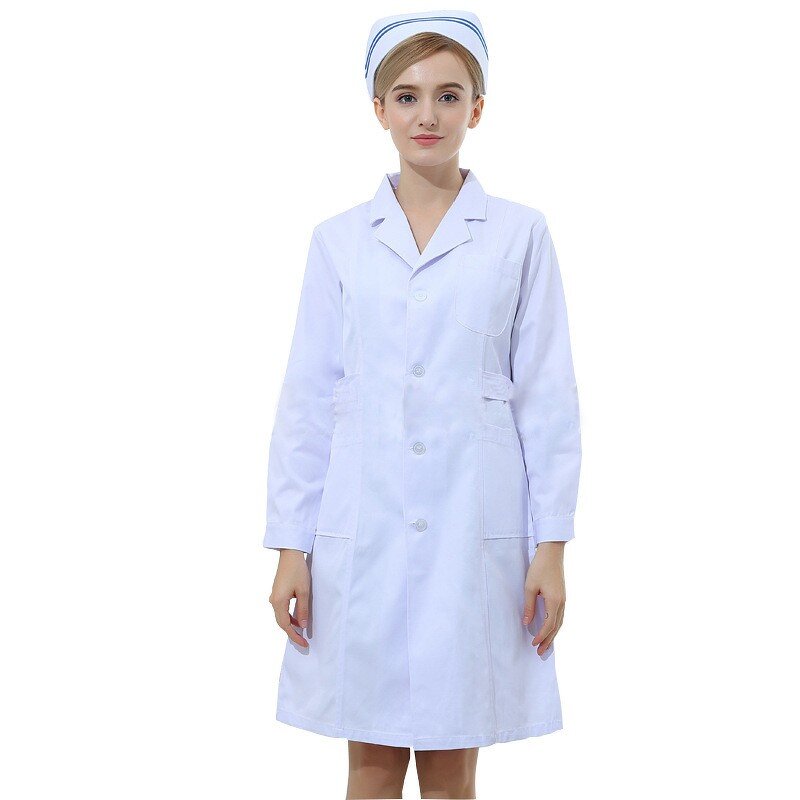 Women's Long Sleeve Nurse Lab Coat Factory - OEM with White Suit Collar Medical