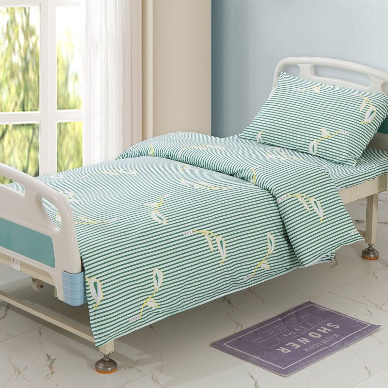 Reusable Hospital Bed Sheet Set Factory - OEM 3-Piece Printed Polyester Cotton