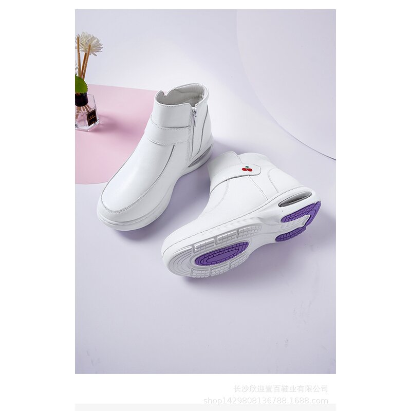 Hospital White Non-slip Shoes Manufacturer - OEM High-top Comfortable Nurse Microfiber