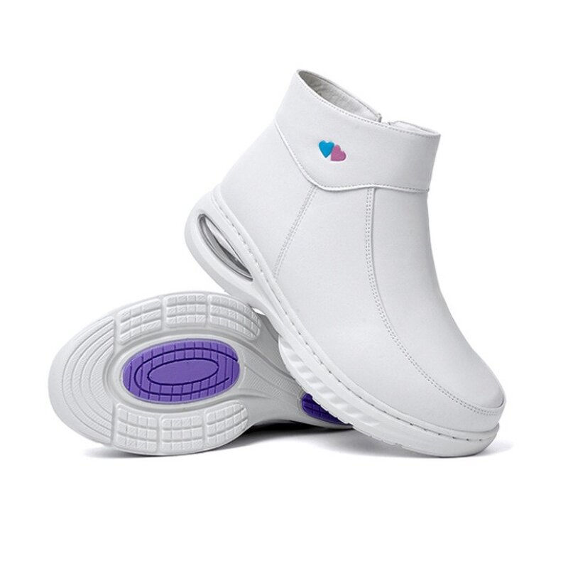 Hospital White Non-slip Shoes Manufacturer - OEM High-top Comfortable Nurse Microfiber