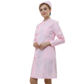 Ladies' Long Cotton Nurse's Garment Manufacturer - OEM with Stand Collar Lapel Doctor's