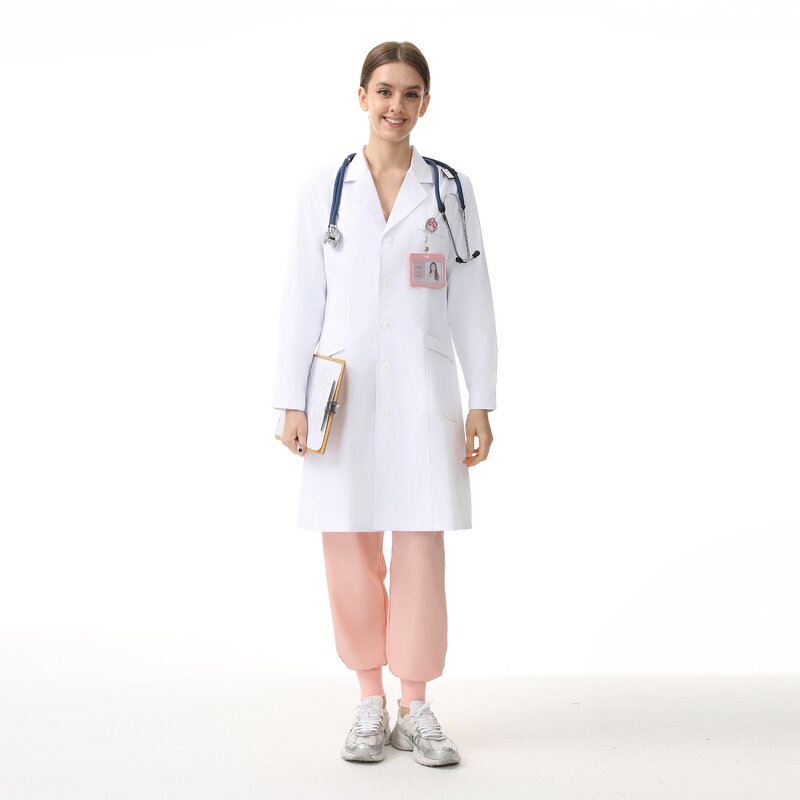 Customized Hospital Scrub Jacket Manufacturer - OEM Long Sleeve White Doctor's Gown