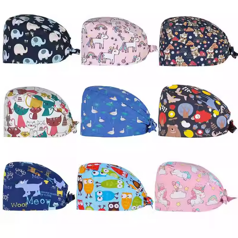 Cute Animal Print Scrub Caps Factory - OEM Cotton Women's for Doctors Comfortable