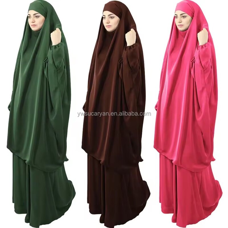 Muslim Abaya Set Factory - OEM Custom 2 Pieces Hooded Khimar Dress