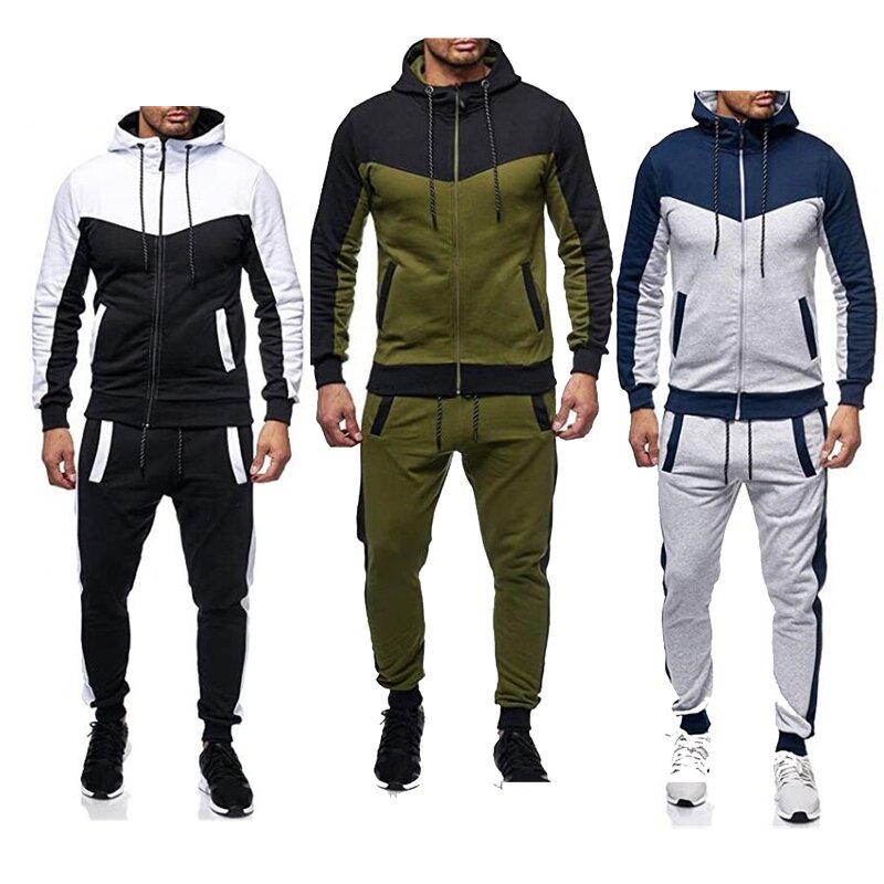 Tracksuit Sweatsuit Factory - OEM Custom Hooded Athletic Patchwork Set