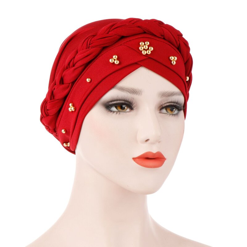 Hijab Hat Manufacturer - OEM Custom Women's Jersey Beads Braid Turban