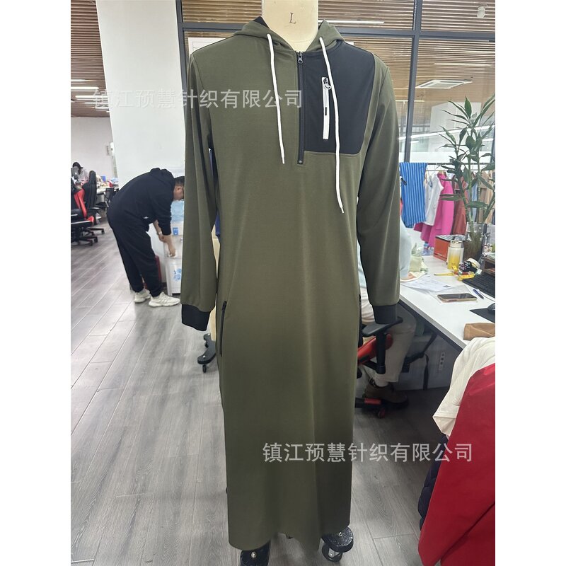 Men Thobe Factory - OEM Custom Long Sleeve Silk Kaftan Hoodie