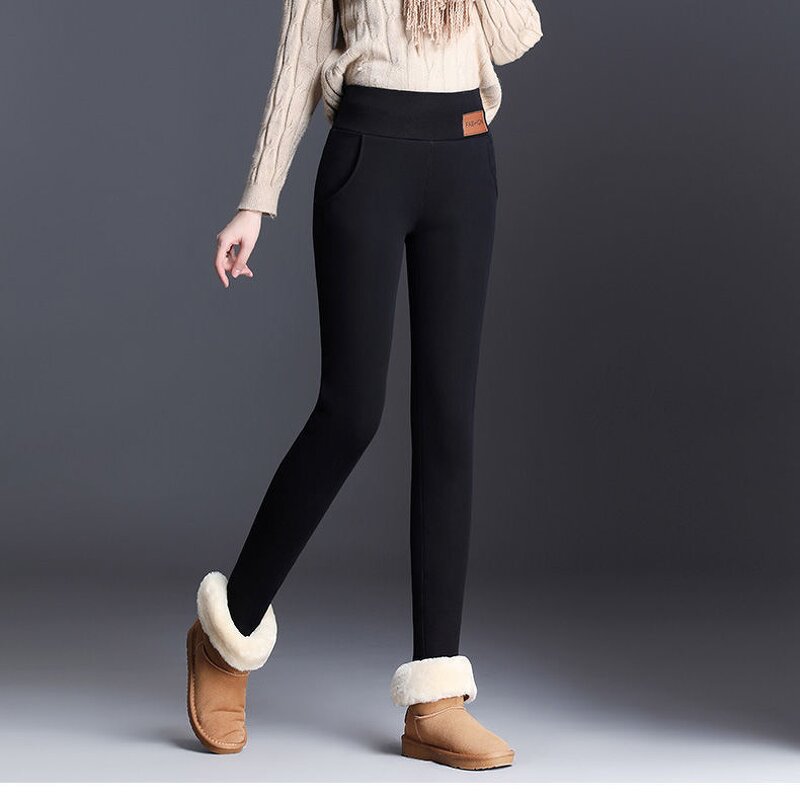 Women Pants Manufacturer - OEM Custom 300g Velvet Warm High Waist