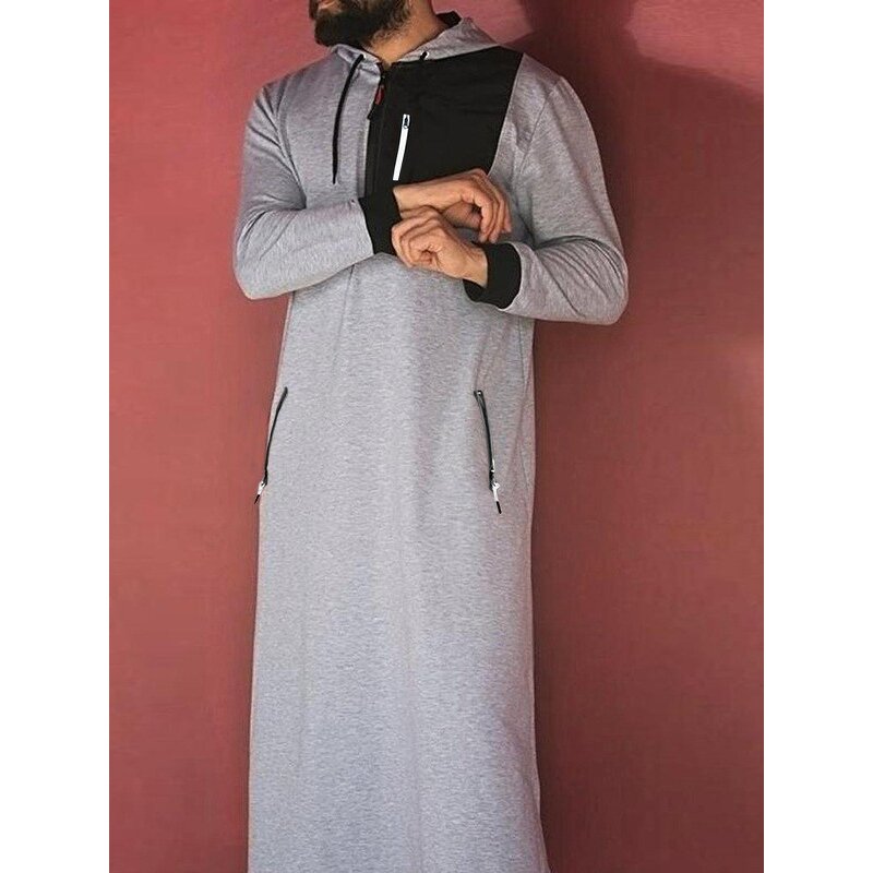 Men Thobe Factory - OEM Custom Long Sleeve Silk Kaftan Hoodie