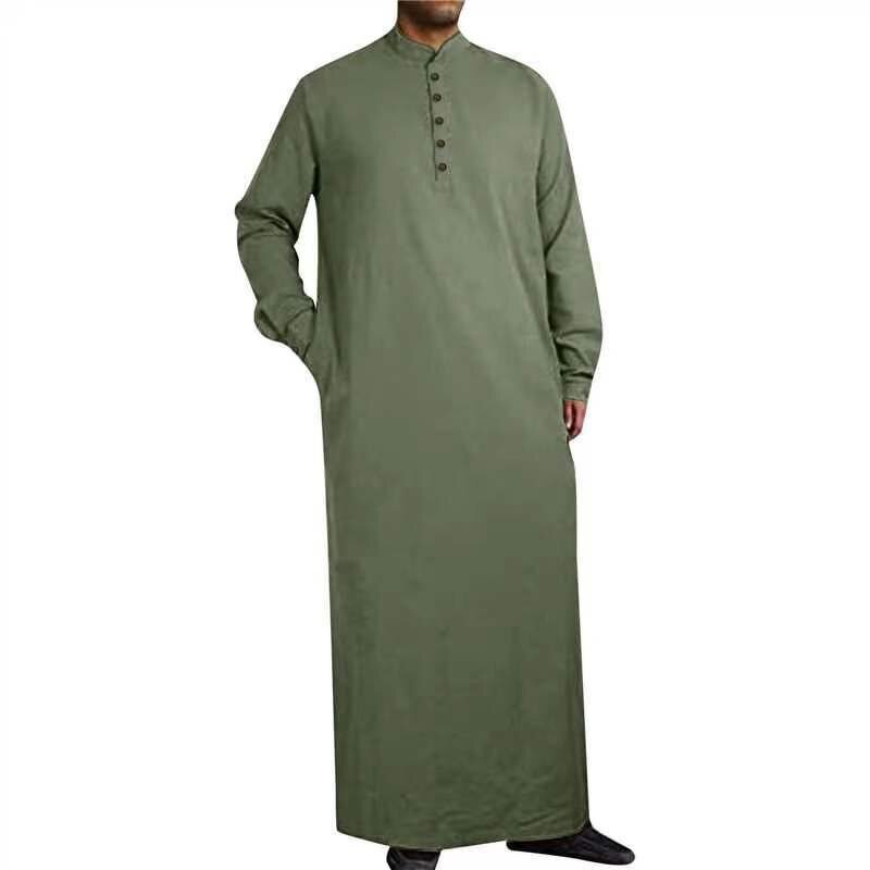 Muslim Thobe Factory - OEM Custom Standing Collar Qatar Hooded Gown