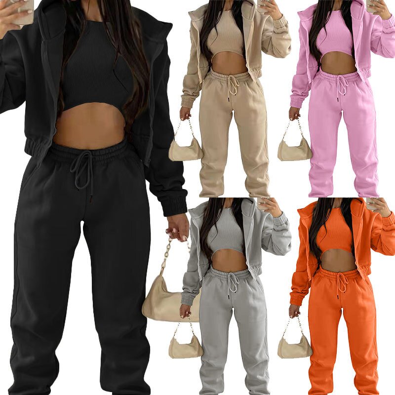 Tracksuit Set Manufacturer - OEM Custom Women's 3 Piece Workout Suit