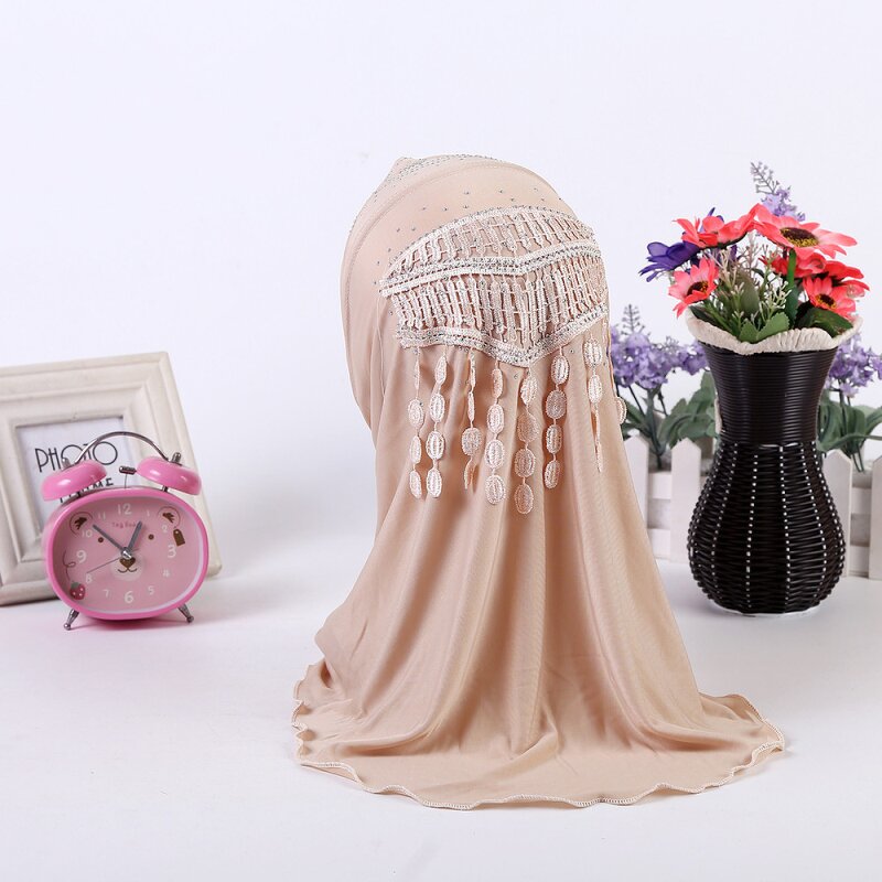 Kids Hijab Manufacturer - OEM Custom Tassels Style Lace Instant Scarf