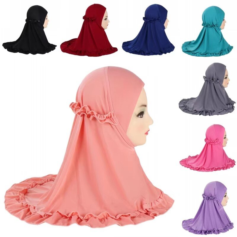 Children's Headscarf Factory - OEM Custom Ruffle Lace Muslim Shawl