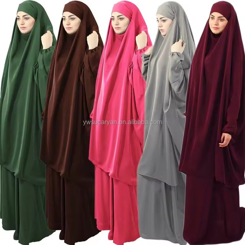 Muslim Abaya Set Factory - OEM Custom 2 Pieces Hooded Khimar Dress