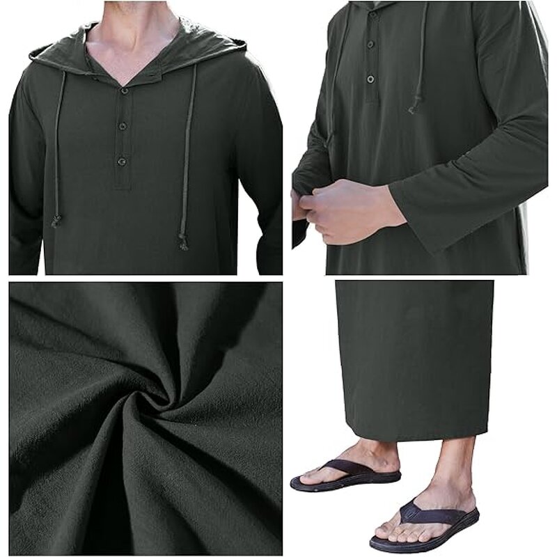 Men Thobe Factory - OEM Custom Long Sleeve Hooded Morocco Kaftan