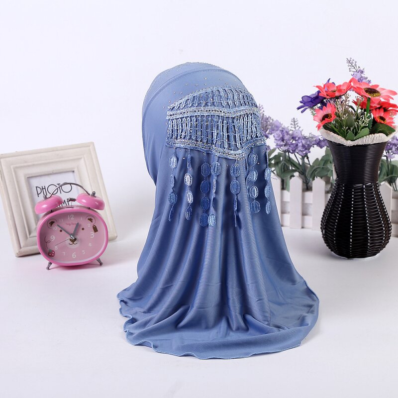 Kids Hijab Manufacturer - OEM Custom Tassels Style Lace Instant Scarf