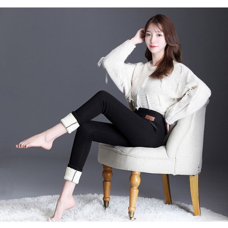 Women Pants Manufacturer - OEM Custom 300g Velvet Warm High Waist