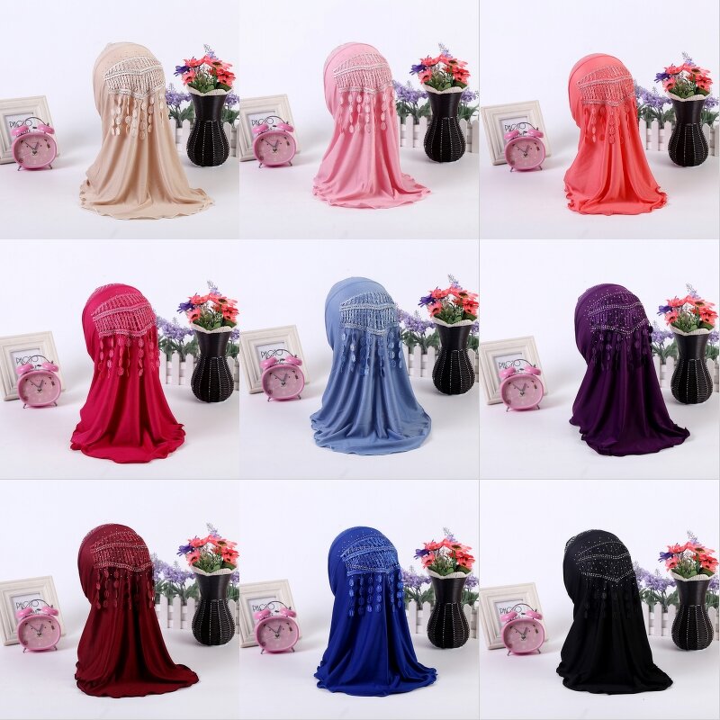Kids Hijab Manufacturer - OEM Custom Tassels Style Lace Instant Scarf