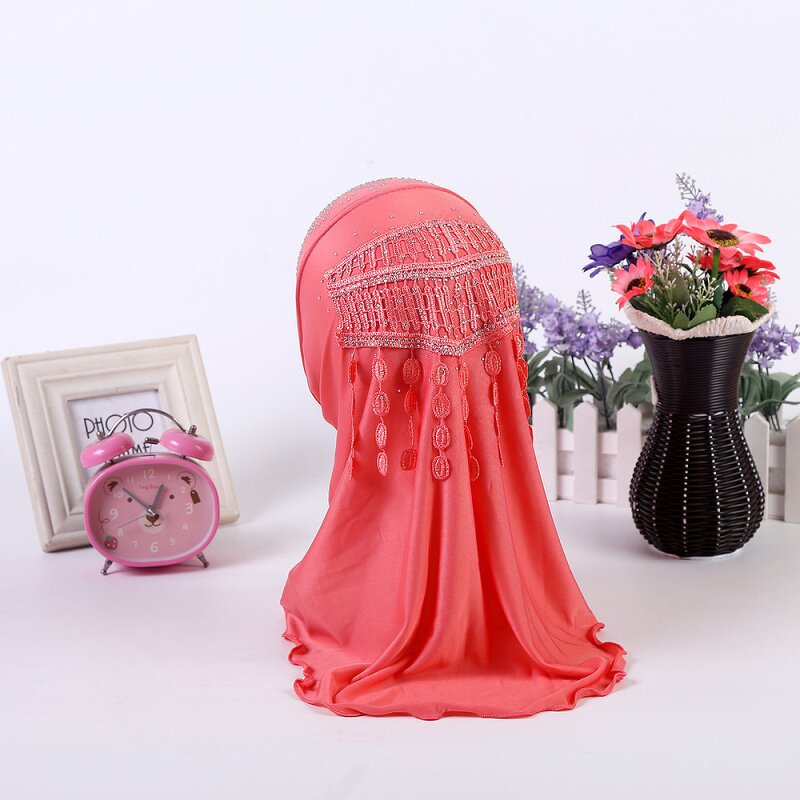 Kids Hijab Manufacturer - OEM Custom Tassels Style Lace Instant Scarf