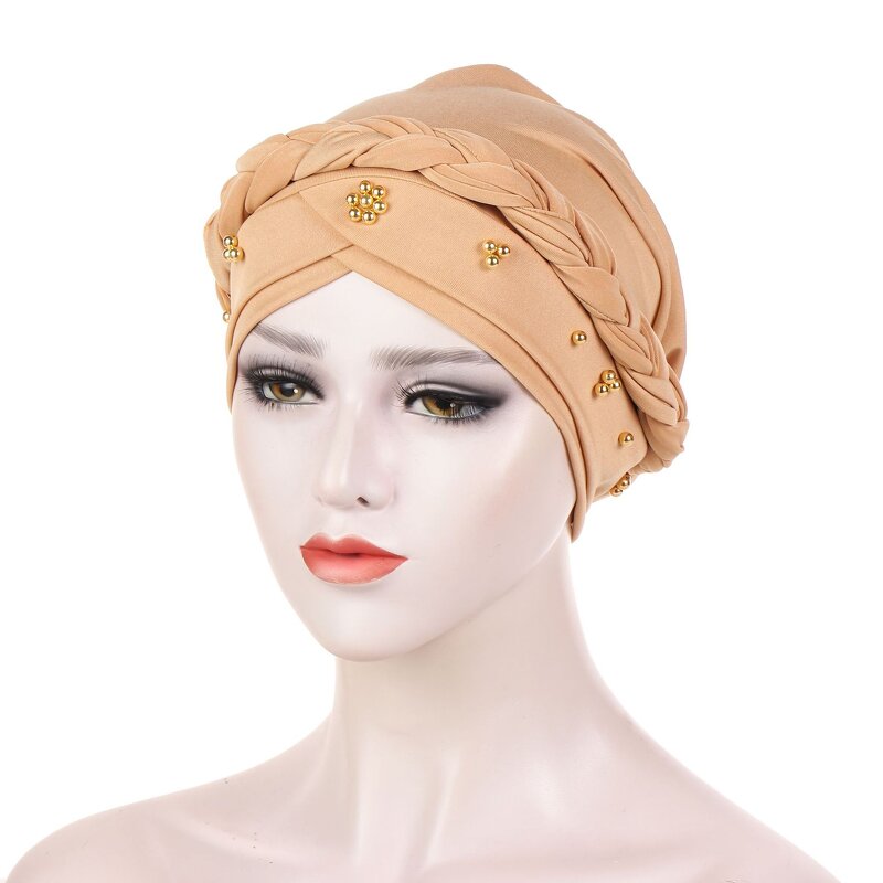 Hijab Hat Manufacturer - OEM Custom Women's Jersey Beads Braid Turban