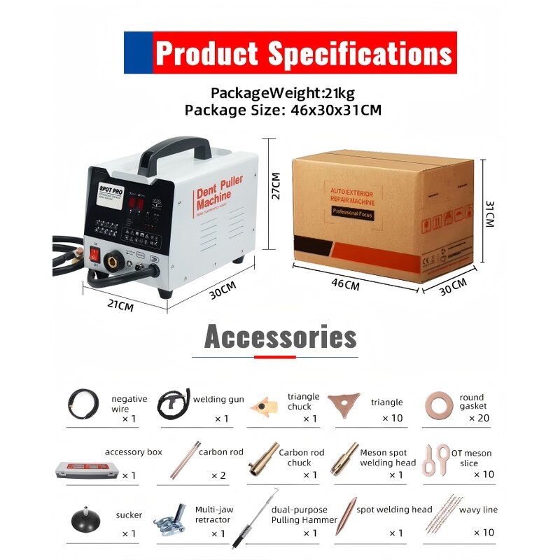 Steel Stud Welder Kit Factory - OEM G90L 3000W Spot Welding Machine Dent Puller
