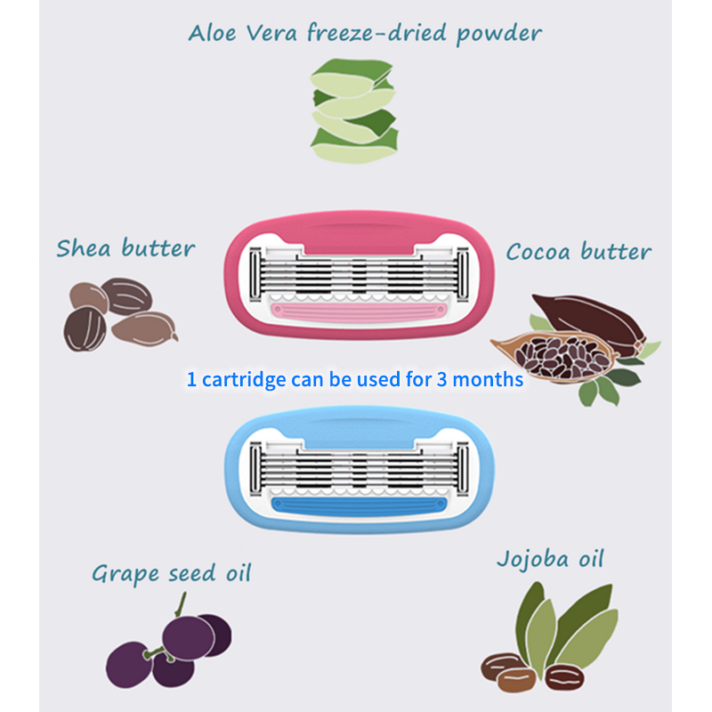 Razor Cartridges Factory - OEM Custom 2pcs Women's 5 Blades Replacement