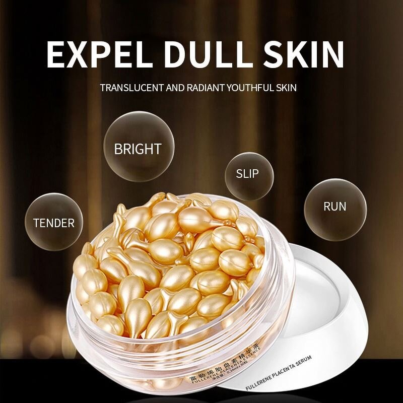 Factory Wholesale OEM Shrinking Pores Brightening Moisturizing Anti Aging Fullerene Placenta Capsules Skin Care Facial Serum