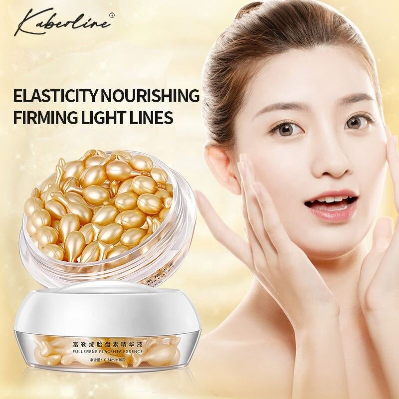 Factory Wholesale OEM Shrinking Pores Brightening Moisturizing Anti Aging Fullerene Placenta Capsules Skin Care Facial Serum