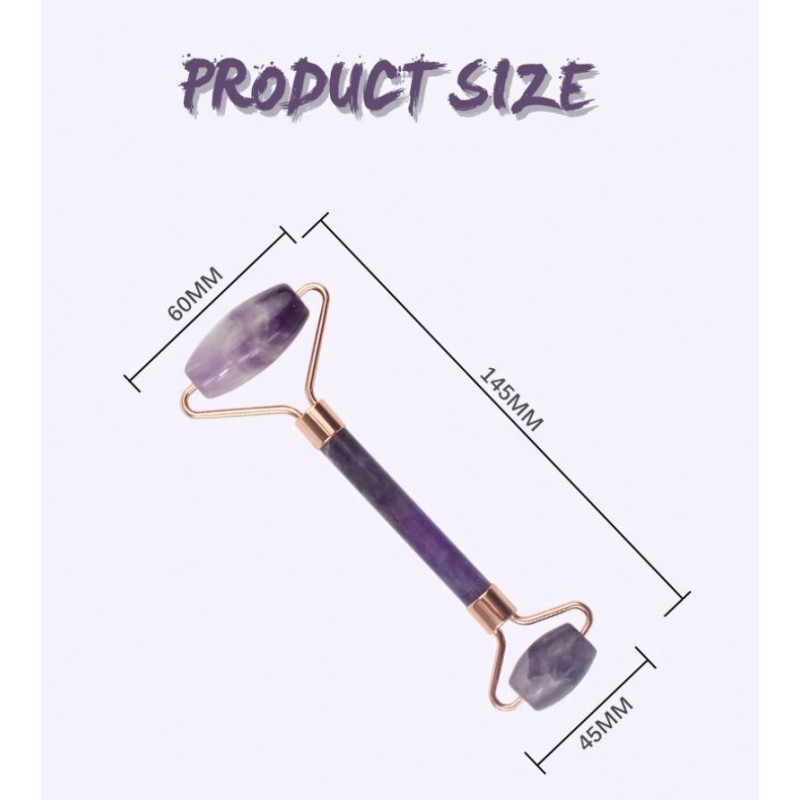 New Facial Massager Natural Purple Quartz Stone Amethyst Jade Roller 3d Fiber Mascara