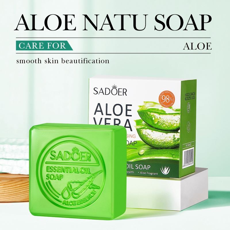 100g SADOER Organic Aloe Vera Body Care Nourishing Cleansing Face Bath Soap
