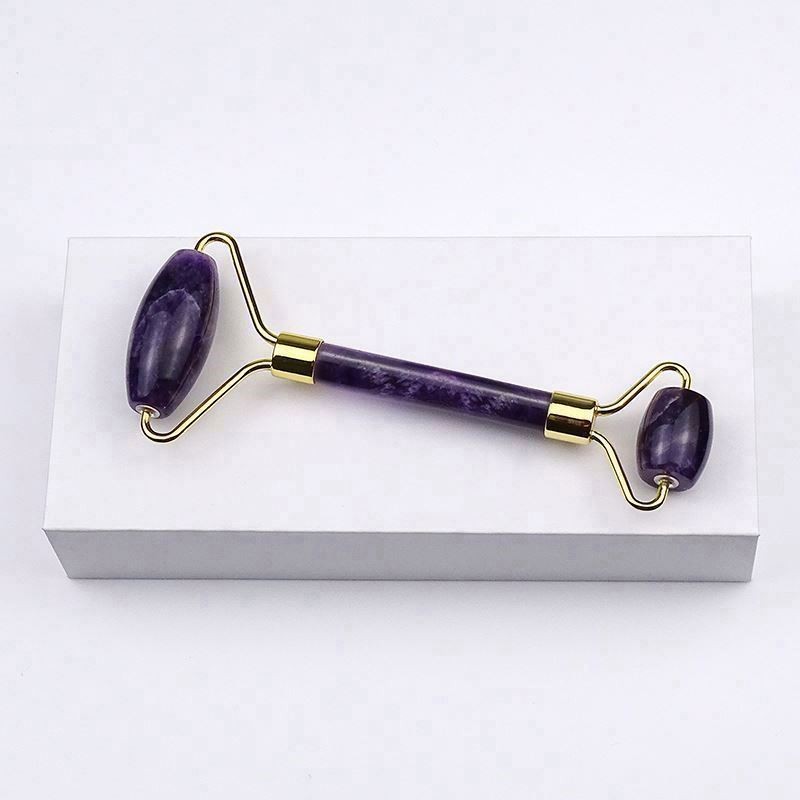 New Facial Massager Natural Purple Quartz Stone Amethyst Jade Roller 3d Fiber Mascara