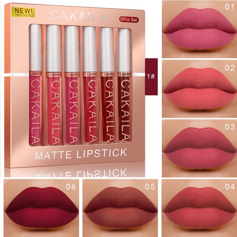 CAKAILA 6 Colors Lipgloss Set Waterproof Long-lasting Matte Liquid Lipstick OEM ODM Wholesale Vendor