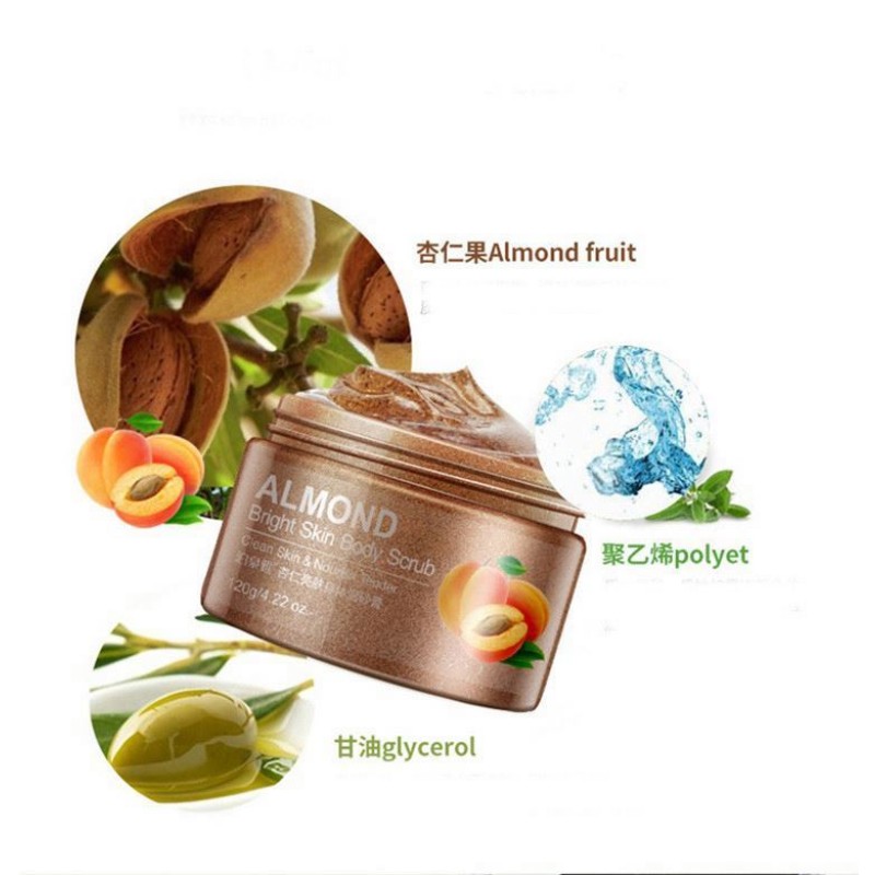 Almond Coffee Color Body Scrub Private Label Wholesale Moisturizing Skin Care Deep Cleansing