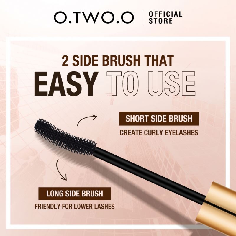 O.TWO.O Vegan Mascara Long Lasting Liquid Formula Bold Natural Lashes Volumizing Lengthening Waterproof Smudge-Proof Mascara