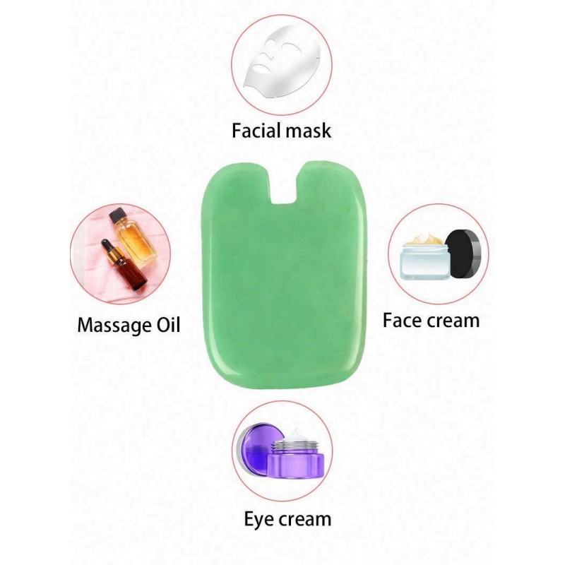 Facial Skincare Tools Natural Jade Stone Concave Shape Green Aventurine Gua Sha Beauty Cosmetics Loose Powder
